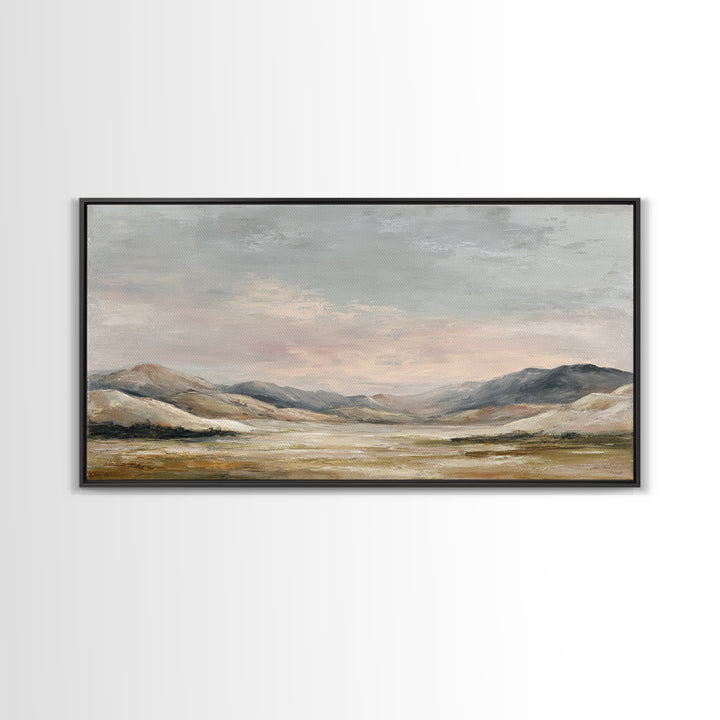 Sunlit Rolling Hills Framed Canvas Print, Above Sofa Art, Boho Decor, Living Room Decor, Fine Art, Statement, Large Wall Art, ASA-2x1-37