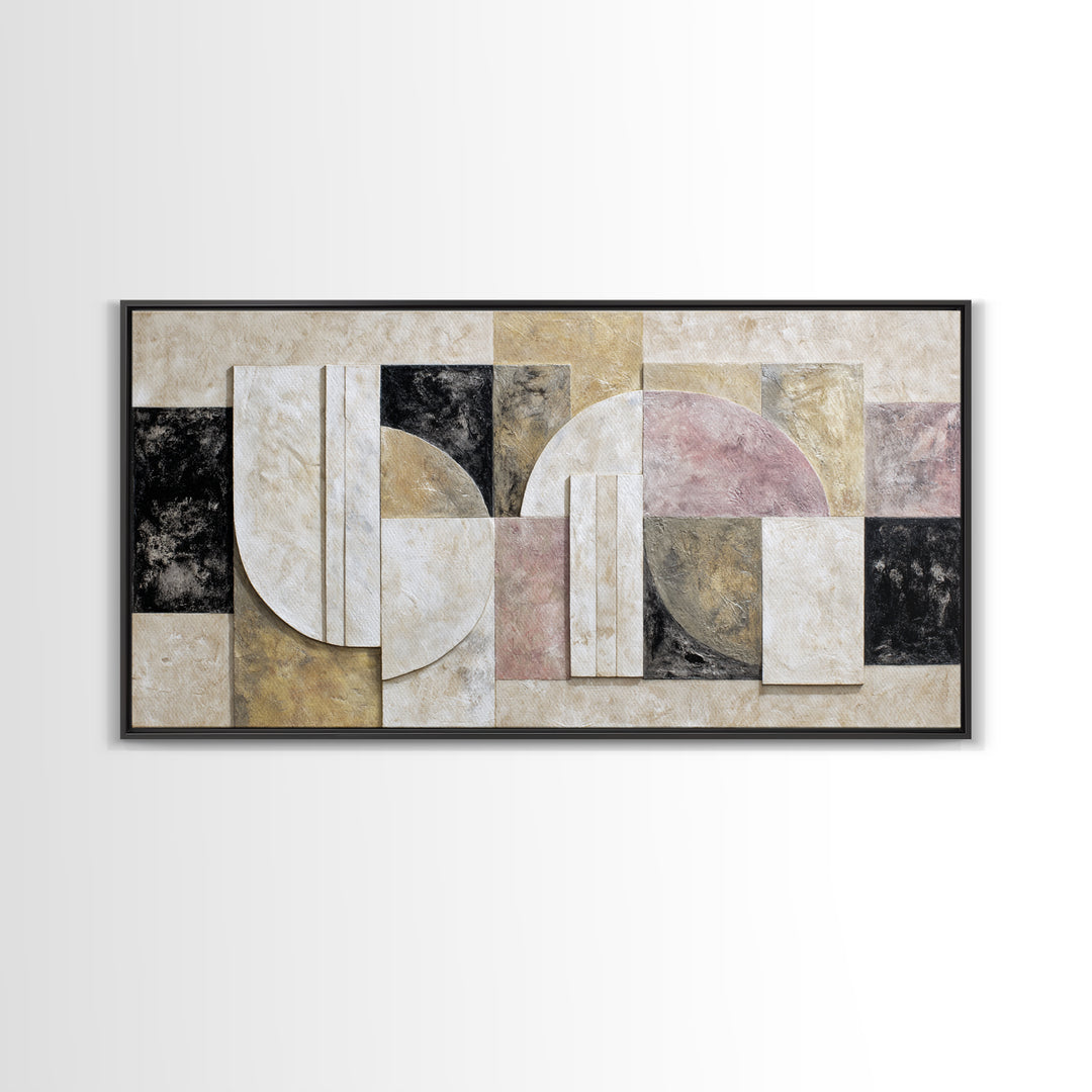 Luxury Monochrome Stone Composition Canvas Print, Above Sofa Art, Home Decor, Living Room Decor, Oil Painting, Statement, ASA-2x1-39