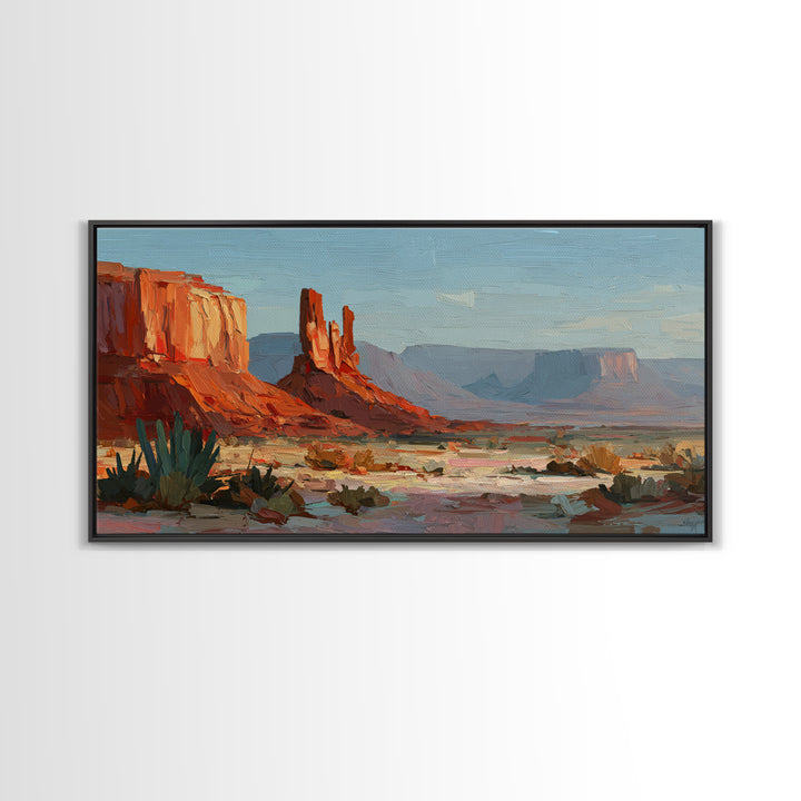Abstract Canyon Landscape Framed Canvas Print, Above Sofa Art, Abstract Wall Art, Living Room Decor, Watercolor Art, Statement, ASA-2x1-51