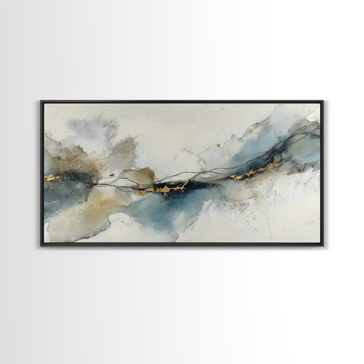 Minimal Black Ink Composition Canvas Print, Above Sofa Art, Mid Century Modern, Living Room Decor, Fine Art, Statement, ASA-2x1-52