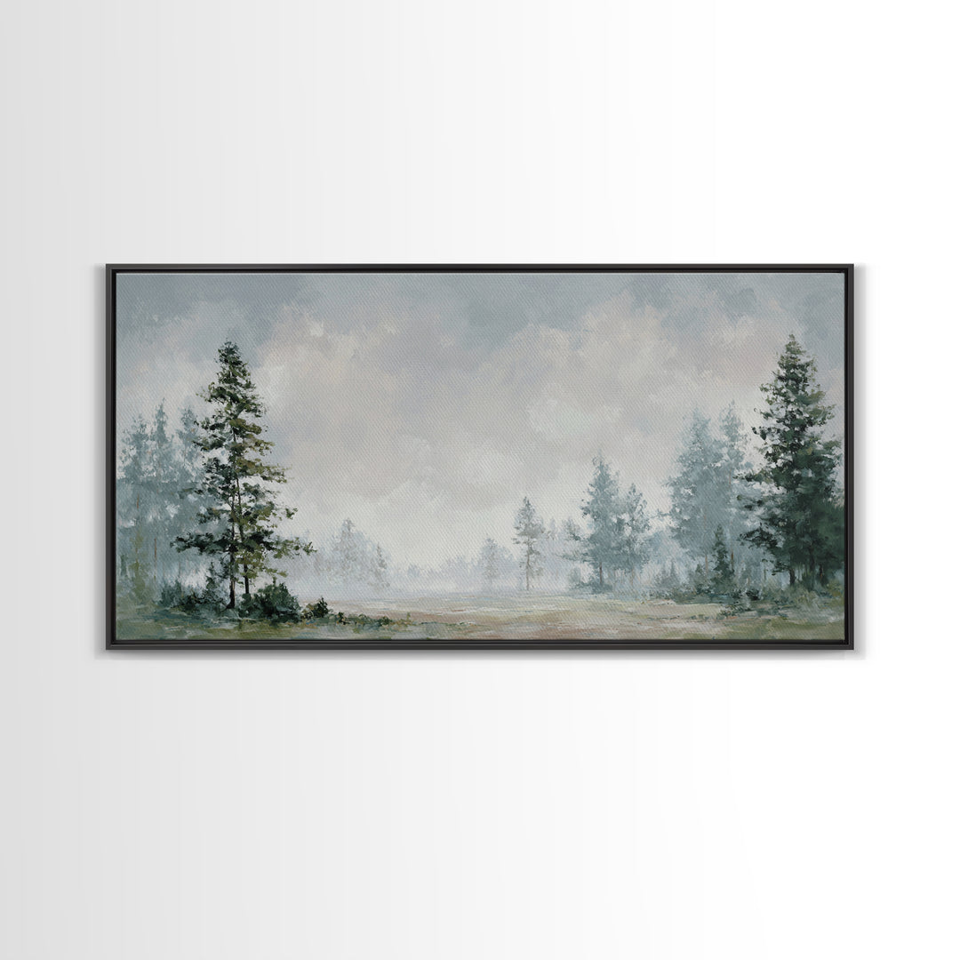 Modern Scandinavian Forest Framed Canvas Print, Above Sofa Art, Canvas Print, Living Room Decor, Fine Art, Statement, ASA-2x1-59
