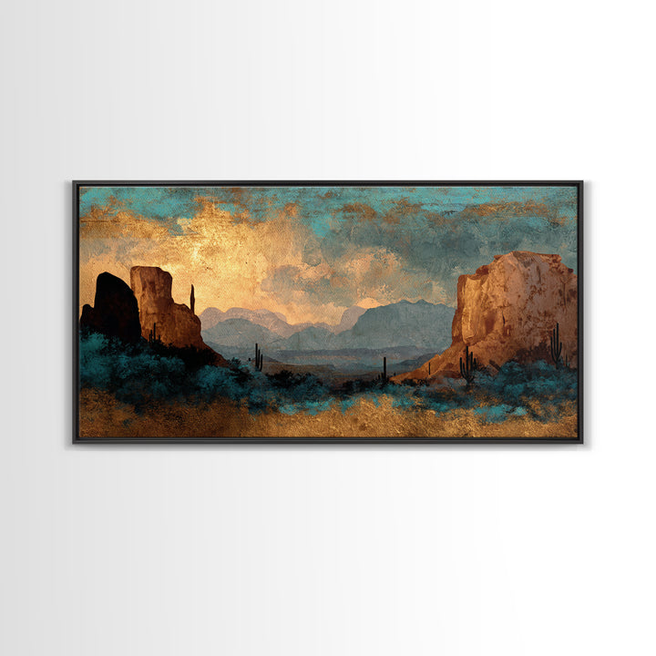Desert Mesa Panorama Canvas Print, Above Sofa Art, Canvas Wall Art, Living Room Decor, Oil Painting, Statement, ASA-2x1-64