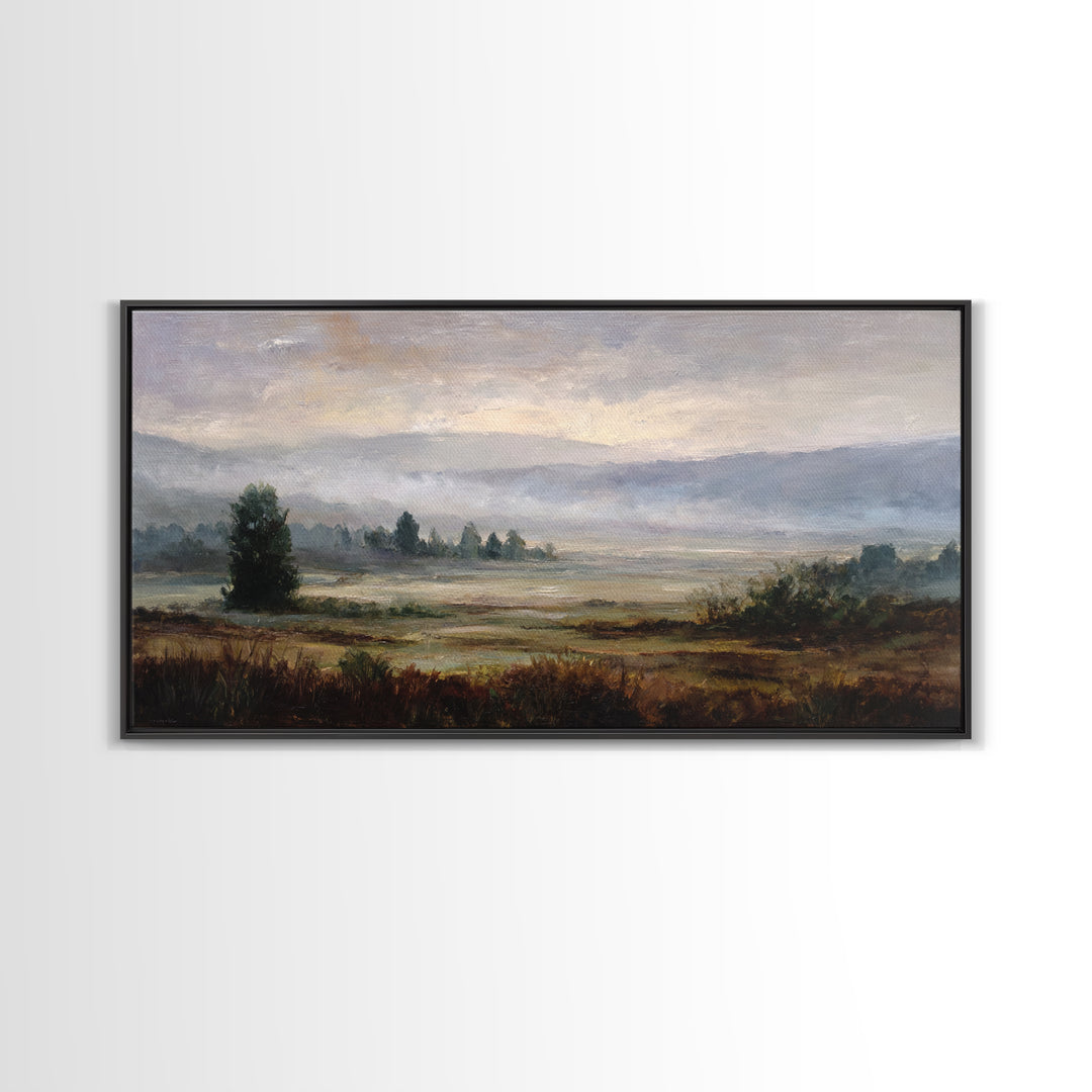 Gallery Style Landscape with Expansive Negative Space Canvas Print, Above Sofa Art, Textured Wall Art, Living Room Decor, ASA-2x1-68