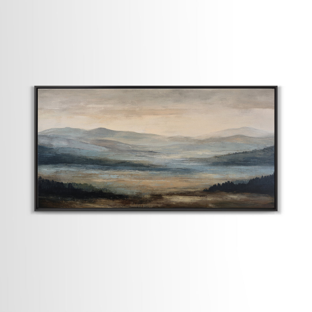 Oversized Abstract Landscape Canvas Print, Above Sofa Art, Framed Wall Art, Living Room Decor, Statement, Living Room Wall Art, ASA-2x1-69