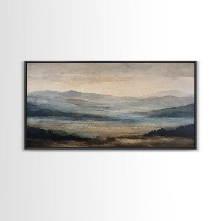 Oversized Abstract Landscape Canvas Print, Above Sofa Art, Framed Wall Art, Living Room Decor, Statement, Living Room Wall Art, ASA-2x1-69