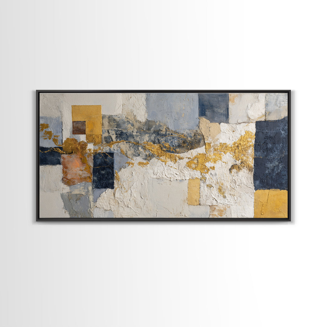 Textured Plaster Abstract Framed Canvas Print, Above Sofa Art, Contemporary Art, Living Room Decor, Abstract Art, Statement, ASA-2x1-7