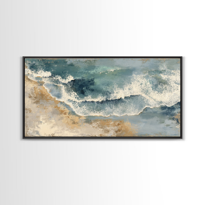 Panoramic Coastal Shoreline from an Aerial View Canvas Print, Above Sofa Art, 3 Piece Wall Art, Living Room Decor, Statement, ASA-2x1-71