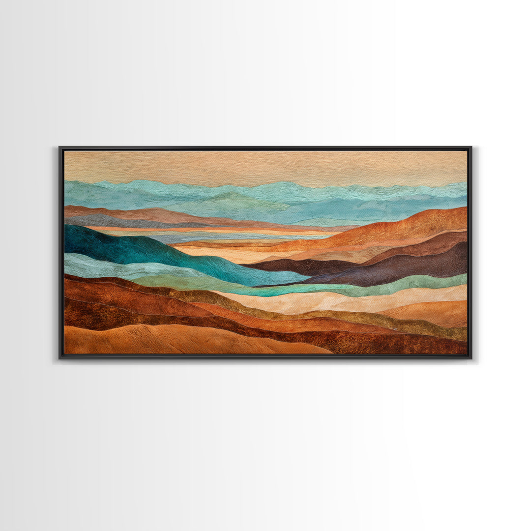 Abstract Canyon Landscape Framed Canvas Print, Above Sofa Art, Neutral Decor, Living Room Decor, Fine Art, Statement, ASA-2x1-75