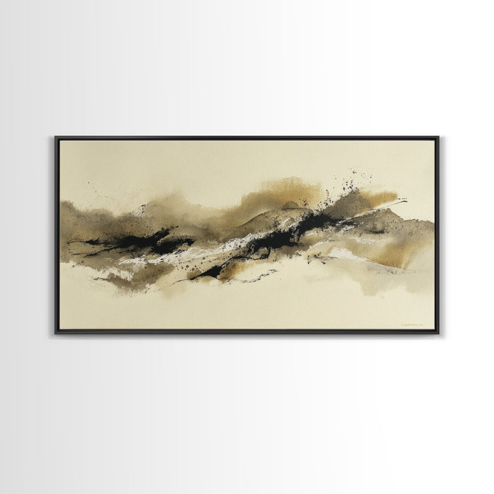 Minimal Black Ink Composition Canvas Print, Above Sofa Art, Wall Art Print, Living Room Decor, Fine Art, Statement, Modern Art, ASA-2x1-76