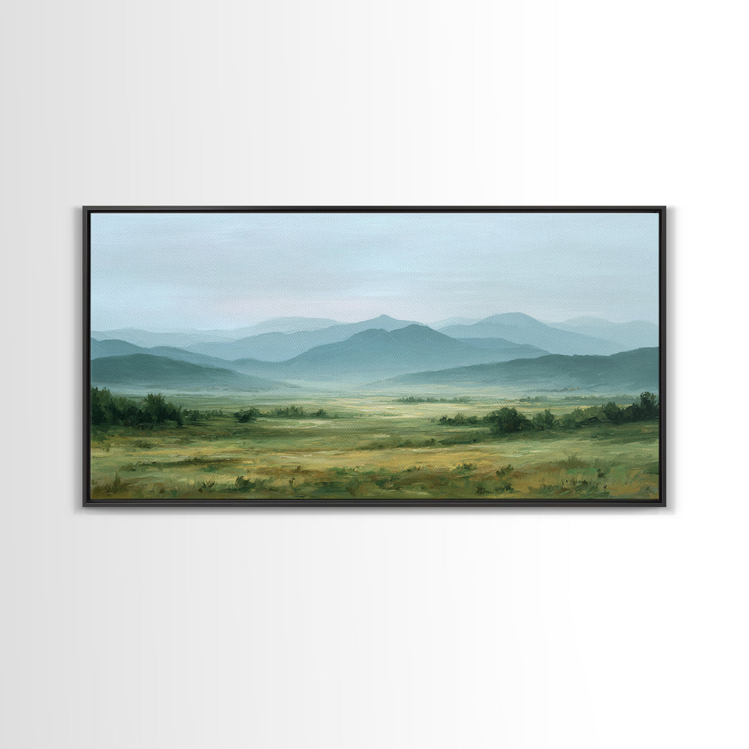 Wide Olive and Beige Meadow Panorama Canvas Print, Above Sofa Art, Art Print, Living Room Decor, Fine Art, Statement, ASA-2x1-78