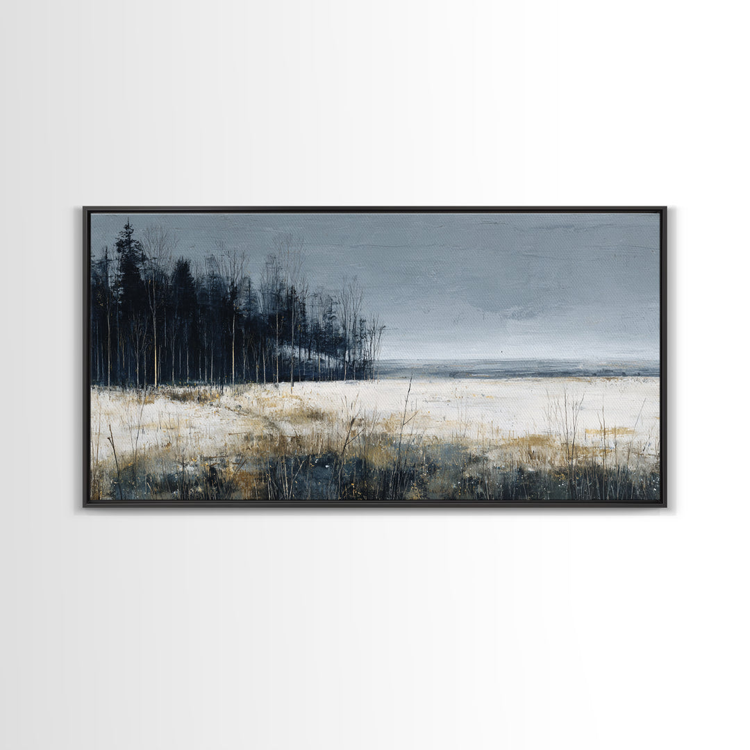 Modern Scandinavian Forest Framed Canvas Print, Above Sofa Art, Room Decor, Living Room Decor, Oil Painting, Statement, ASA-2x1-83
