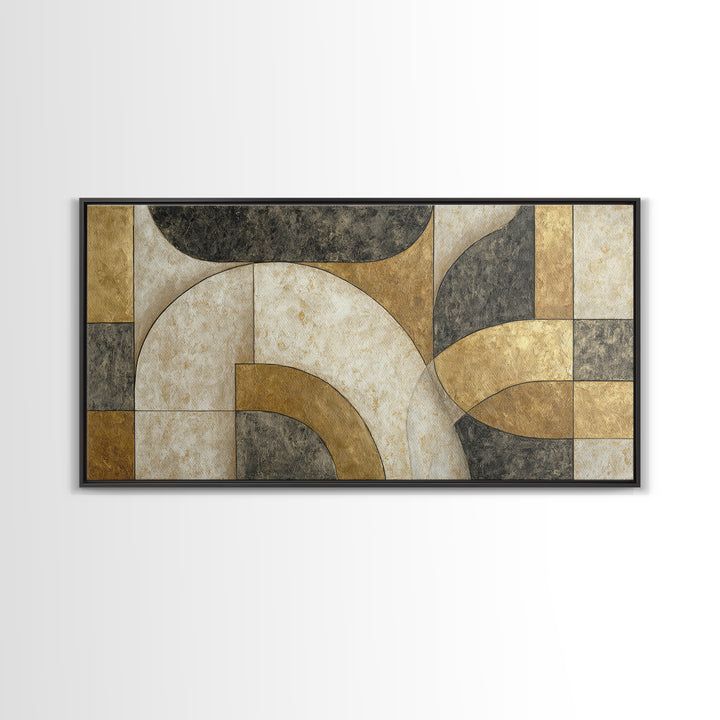 Luxury Monochrome Stone Composition Framed Canvas Print, Above Sofa Art, Living Room Wall Art, Living Room Decor, Statement, ASA-2x1-87