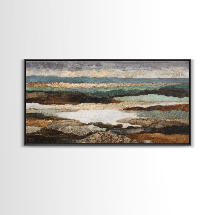 Oversized Abstract Landscape Canvas Print, Above Sofa Art, Framed Wall Art, Living Room Decor, Statement, Living Room Wall Art, ASA-2x1-93
