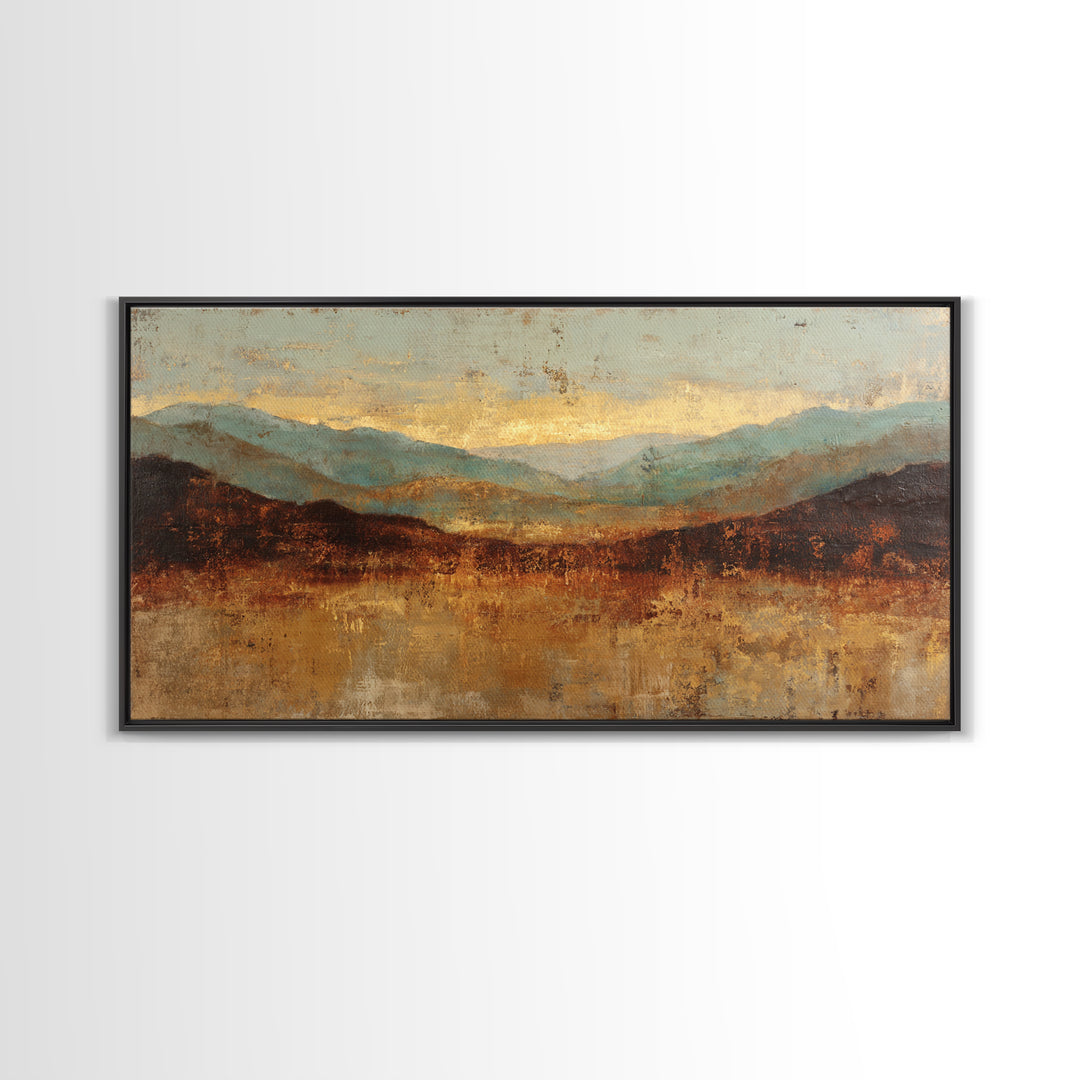 Abstract Canyon Landscape Framed Canvas Print, Above Sofa Art, Frame Tv Art, Living Room Decor, Statement, Coastal Wall Art, ASA-2x1-99