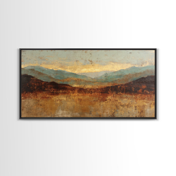 Abstract Canyon Landscape Framed Canvas Print, Above Sofa Art, Frame Tv Art, Living Room Decor, Statement, Coastal Wall Art, ASA-2x1-99