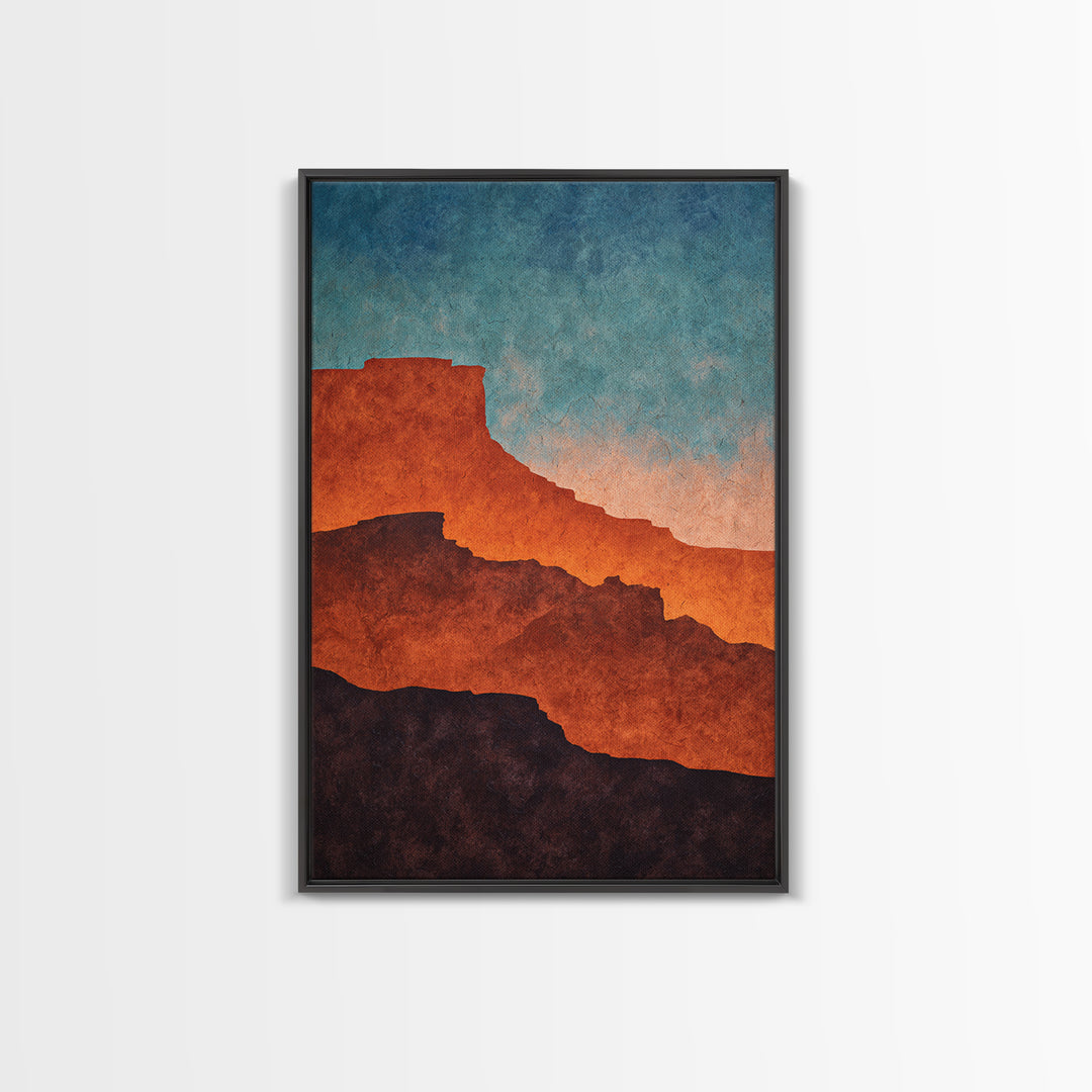 Desert Mesa Panorama Framed Canvas Print, Above Sofa Art, Minimalist Wall Art, Living Room Decor, Fine Art, Statement, ASA-2x3-100