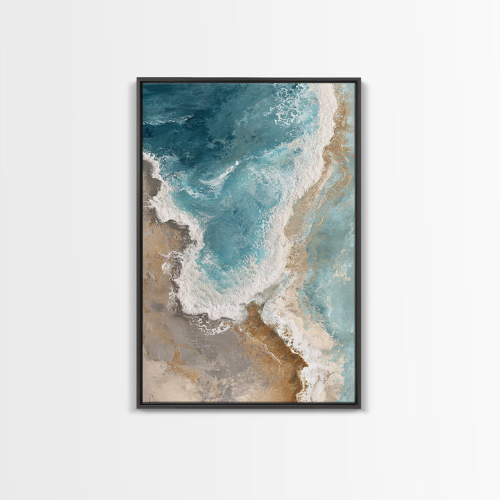 Panoramic Coastal Shoreline from an Aerial View Canvas Print, Above Sofa Art, Bedroom Wall Art, Living Room Decor, Statement, ASA-2x3-11