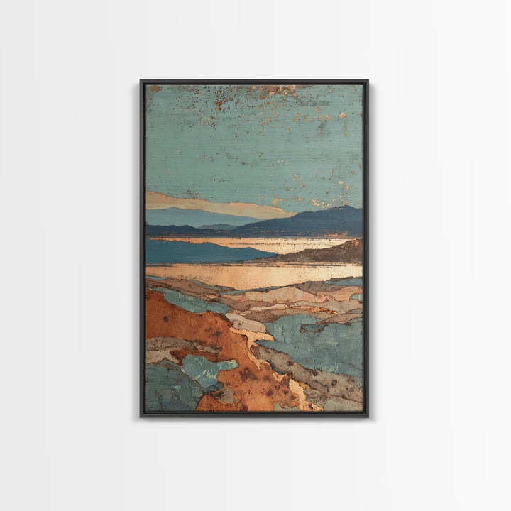 Abstract Canyon Landscape Canvas Print, Above Sofa Art, 3 Piece Wall Art, Living Room Decor, Oil Painting, Statement, ASA-2x3-15