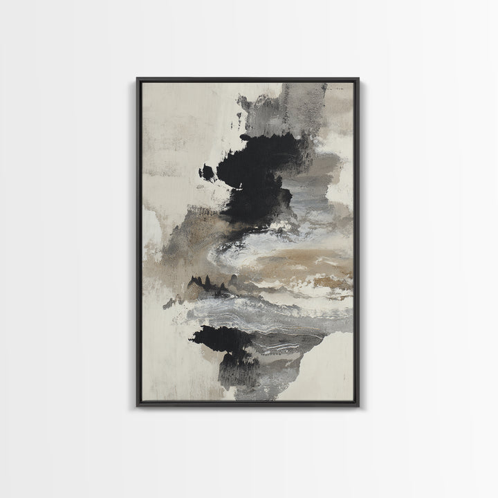 Minimal Black Ink Composition Canvas Print, Above Sofa Art, Oversized Wall Art, Living Room Decor, Fine Art, Statement, ASA-2x3-16