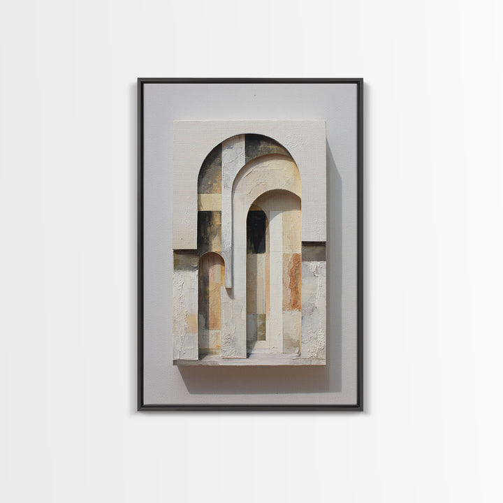 Architectural Arch Study Framed Canvas Print, Above Sofa Art, Textured Painting, Living Room Decor, Abstract Art, Statement, ASA-2x3-17