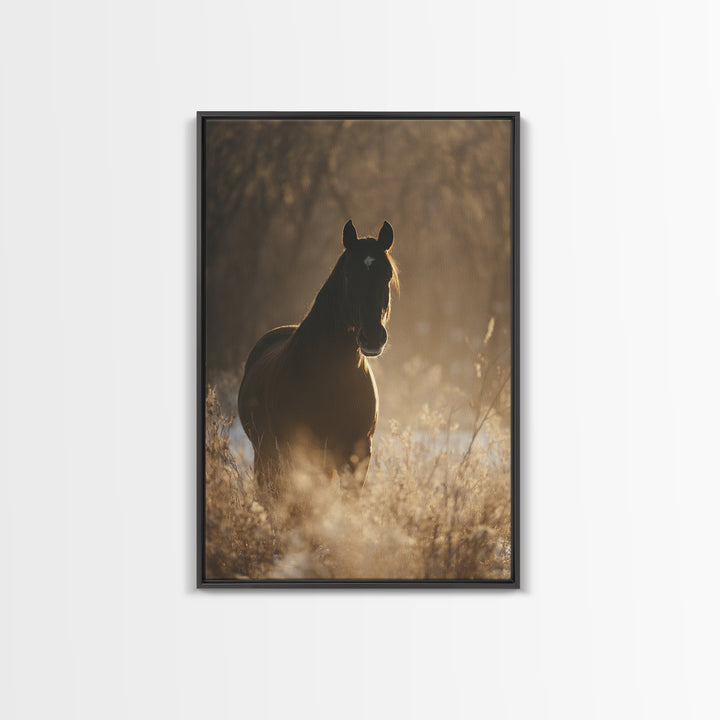 Statement Horse Silhouette Framed Canvas Print, Above Sofa Art, Boho Decor, Living Room Decor, Oil Painting, Statement, ASA-2x3-21