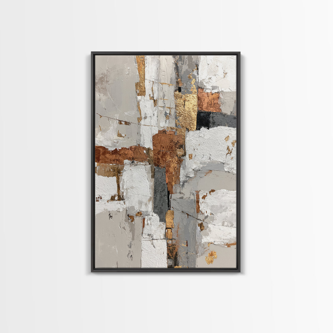 Luxury Monochrome Stone Composition Framed Canvas Print, Above Sofa Art, Canvas Print, Living Room Decor, Fine Art, Statement, ASA-2x3-3