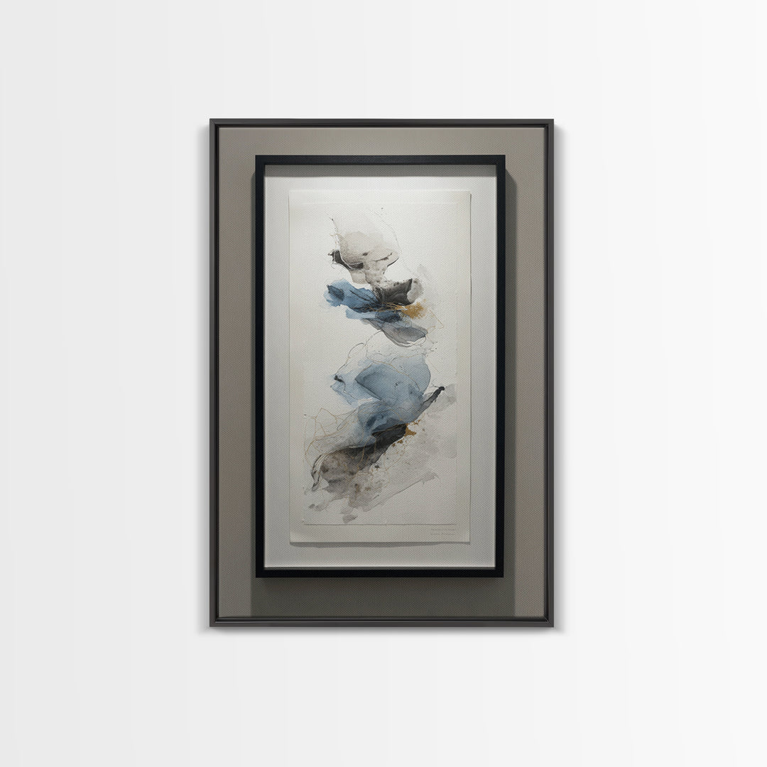 Minimal Black Ink Composition Canvas Print, Above Sofa Art, Floral Wall Art, Living Room Decor, Statement, Luxury Decor, ASA-2x3-40
