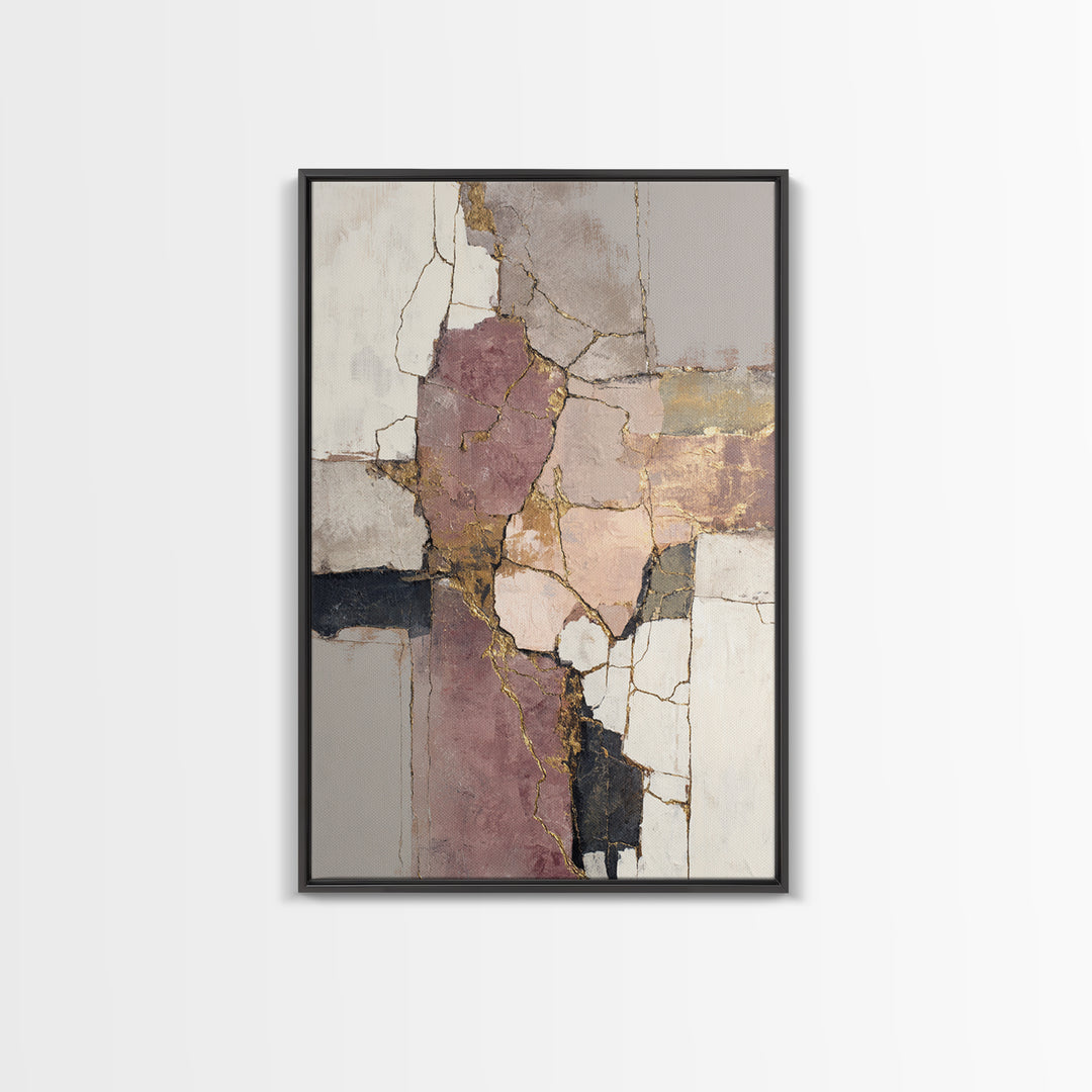 Textured Plaster Abstract Framed Canvas Print, Above Sofa Art, Neutral Decor, Living Room Decor, Abstract Art, Statement, ASA-2x3-43