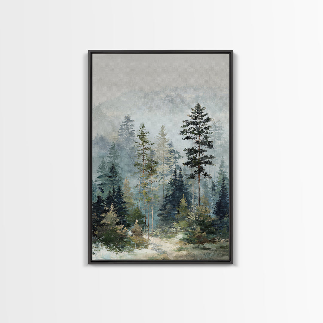 Modern Scandinavian Forest Framed Canvas Print, Above Sofa Art, Modern Decor, Living Room Decor, Fine Art, Statement, ASA-2x3-47