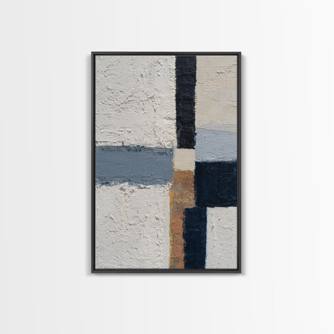 Bold Navy and Ivory Abstract Brushwork Canvas Print, Above Sofa Art, Boho Decor, Living Room Decor, Fine Art, Statement, ASA-2x3-50