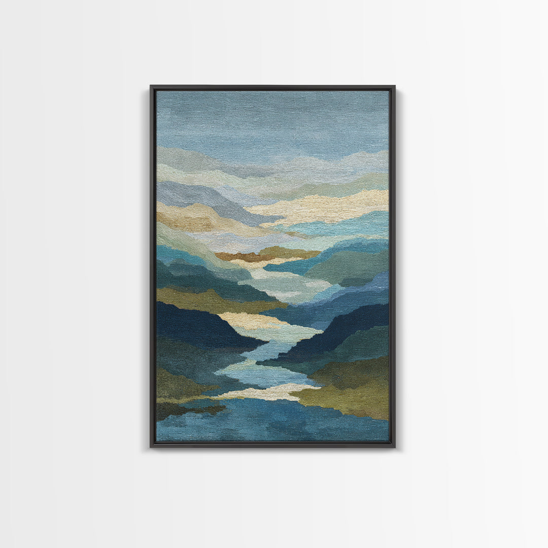 Abstract River Bends Framed Canvas Print, Above Sofa Art, Botanical Wall Art, Living Room Decor, Fine Art, Statement, ASA-2x3-55