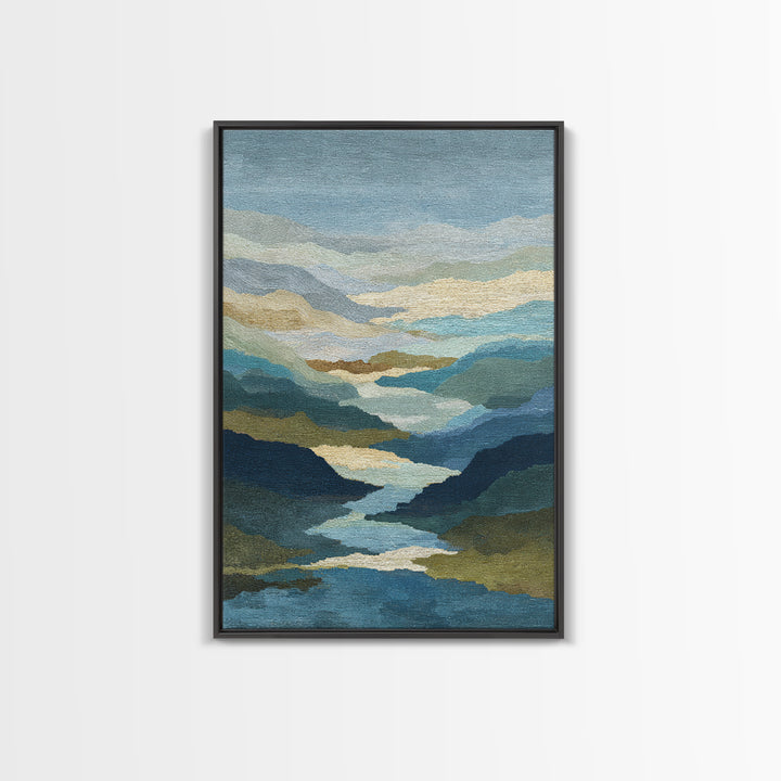 Abstract River Bends Framed Canvas Print, Above Sofa Art, Botanical Wall Art, Living Room Decor, Fine Art, Statement, ASA-2x3-55