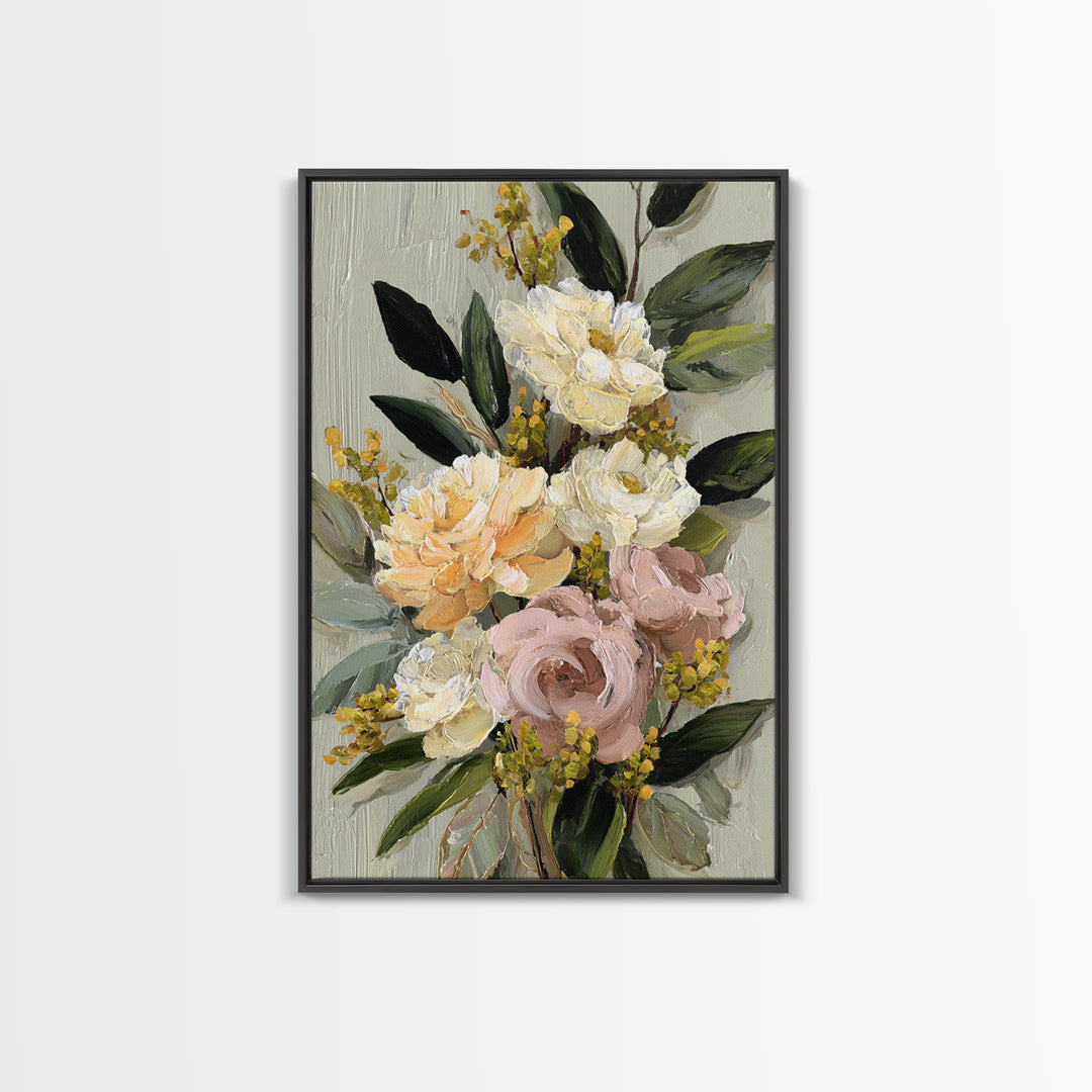Large Expressive Floral Bouquet Canvas Print, Above Sofa Art, Wall Art, Living Room Decor, Statement, Horizontal Wall Art, ASA-2x3-62