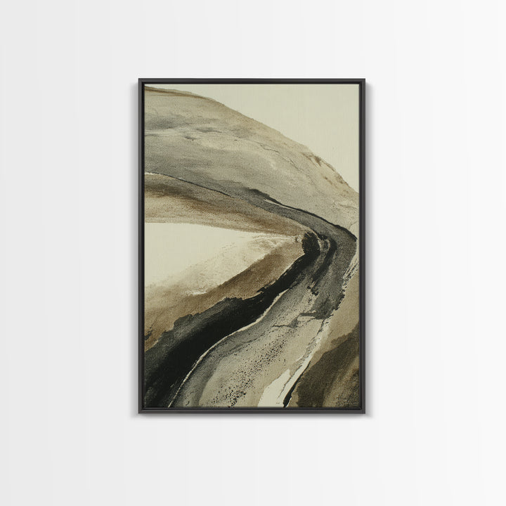 Minimal Black Ink Composition Framed Canvas Print, Above Sofa Art, Gallery Decor, Living Room Decor, Fine Art, Statement, ASA-2x3-64