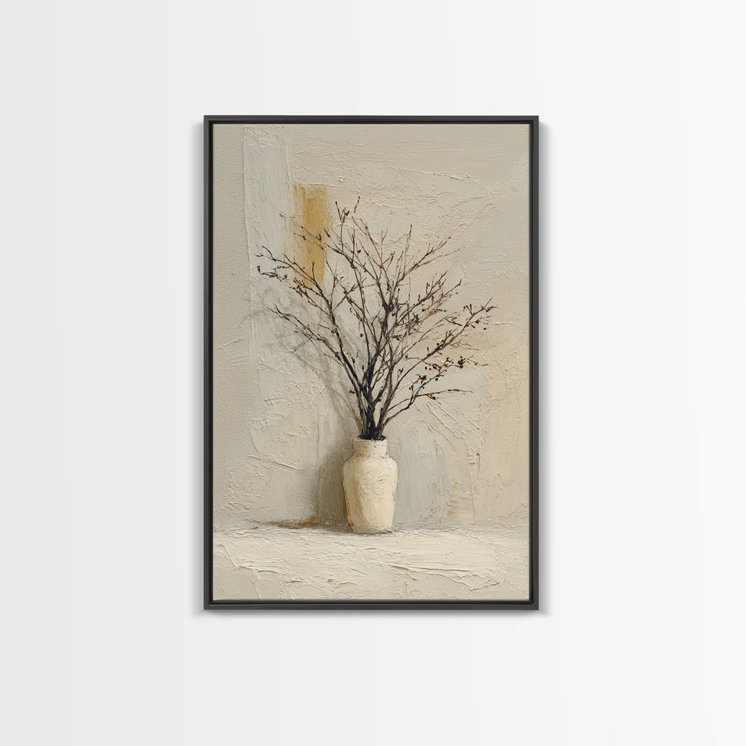 Large Neutral Still Life Canvas Print, Above Sofa Art, Textured Painting, Living Room Decor, Oil Painting, Statement, ASA-2x3-70