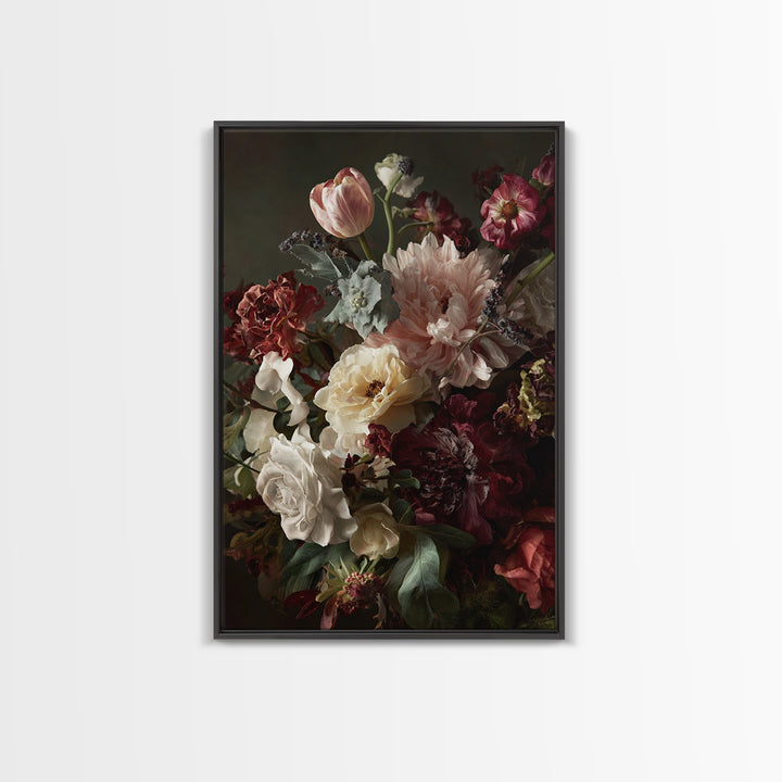 Large Expressive Floral Bouquet Canvas Print, Above Sofa Art, Wall Art, Living Room Decor, Statement, Horizontal Wall Art, ASA-2x3-86
