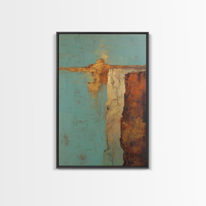 Abstract Canyon Landscape Framed Canvas Print, Above Sofa Art, Large Wall Art, Living Room Decor, Oil Painting, Statement, ASA-2x3-87
