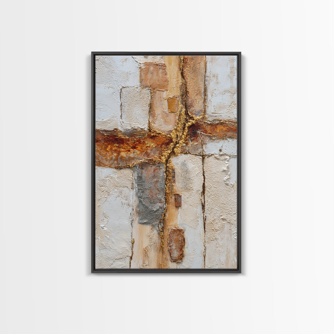 Textured Plaster Abstract Canvas Print, Above Sofa Art, Framed Wall Art, Living Room Decor, Abstract Art, Statement, ASA-2x3-91