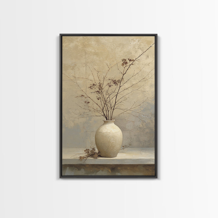 Large Neutral Still Life Framed Canvas Print, Above Sofa Art, Printable Wall Art, Living Room Decor, Watercolor Art, Statement, ASA-2x3-94