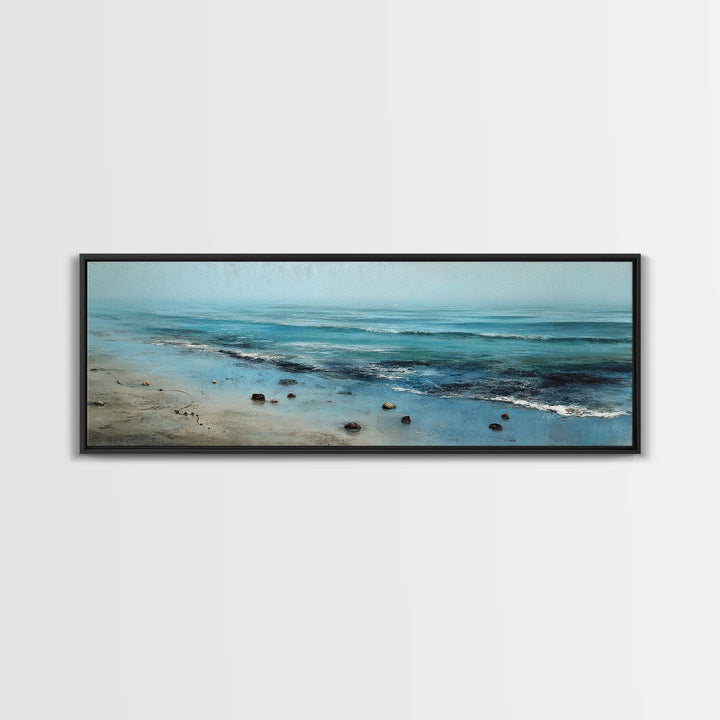 Moody Seascape at Twilight Canvas Print, Above Sofa Art, Floral Wall Art, Living Room Decor, Abstract Art, Statement, ASA-3x1-100