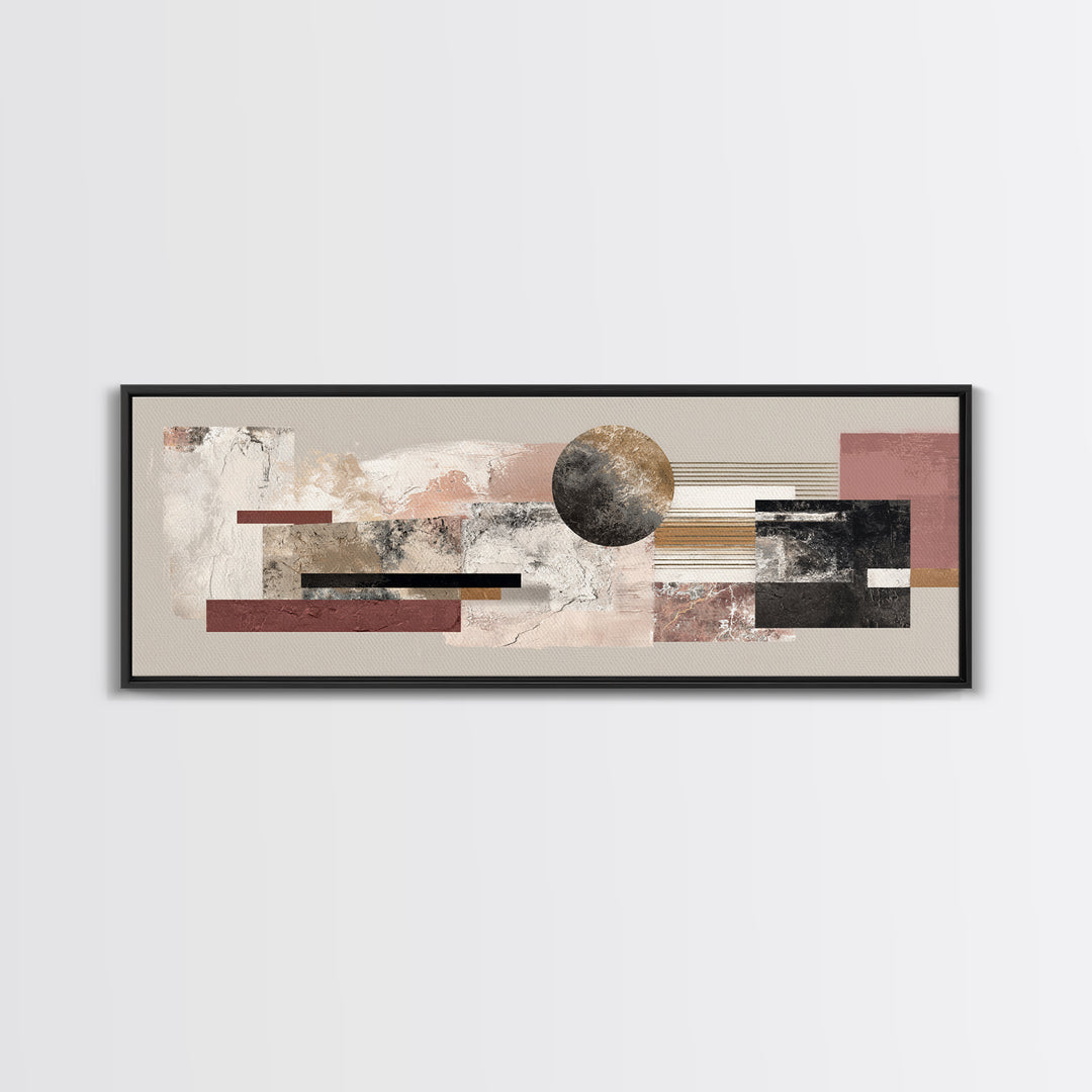 Luxury Monochrome Stone Composition Canvas Print, Above Sofa Art, Japandi Wall Art, Living Room Decor, Watercolor Art, ASA-3x1-11