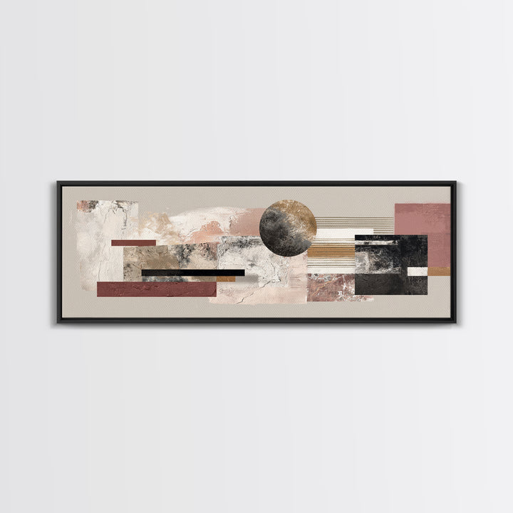 Luxury Monochrome Stone Composition Canvas Print, Above Sofa Art, Japandi Wall Art, Living Room Decor, Watercolor Art, ASA-3x1-11