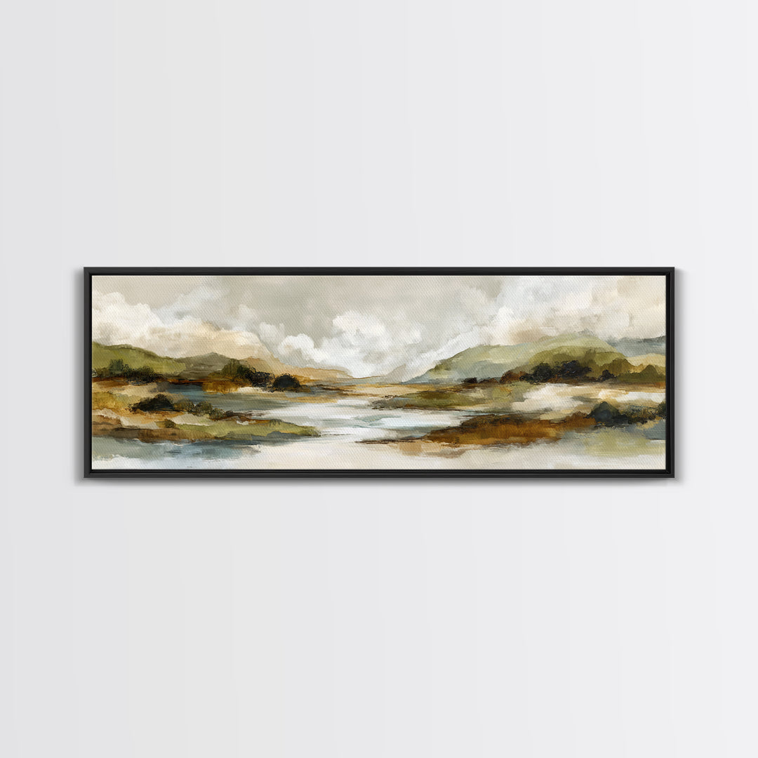 Oversized Abstract Landscape Framed Canvas Print, Above Sofa Art, Frame Tv Art, Living Room Decor, Fine Art, Statement, ASA-3x1-17