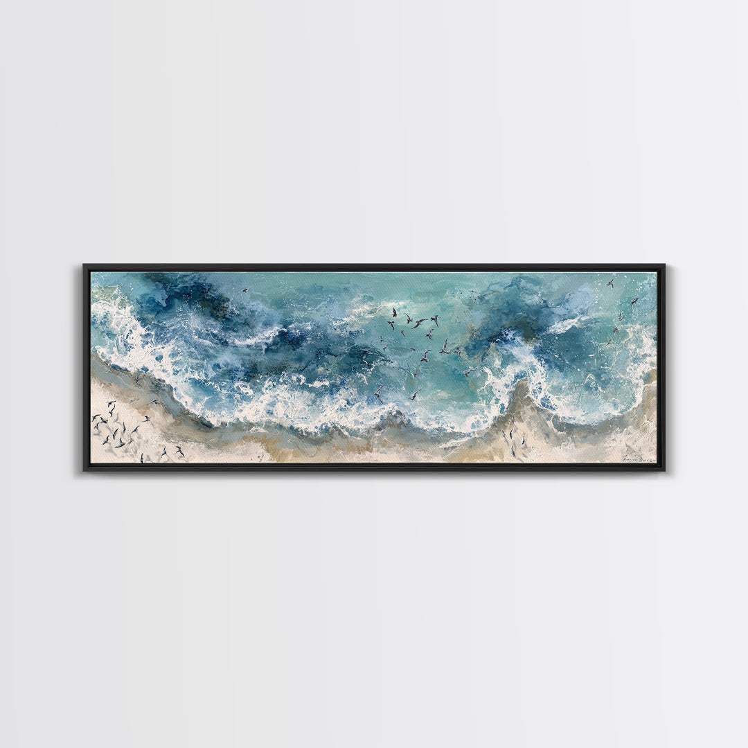 Panoramic Coastal Shoreline from an Aerial View Canvas Print, Above Sofa Art, Wall Decor, Living Room Decor, Statement, ASA-3x1-19