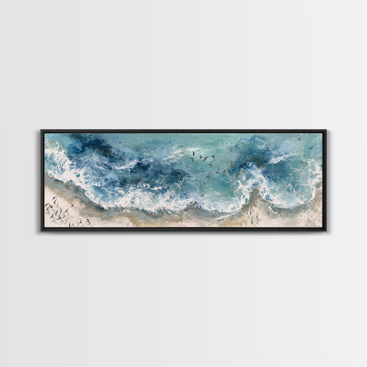 Panoramic Coastal Shoreline from an Aerial View Canvas Print, Above Sofa Art, Wall Decor, Living Room Decor, Statement, ASA-3x1-19