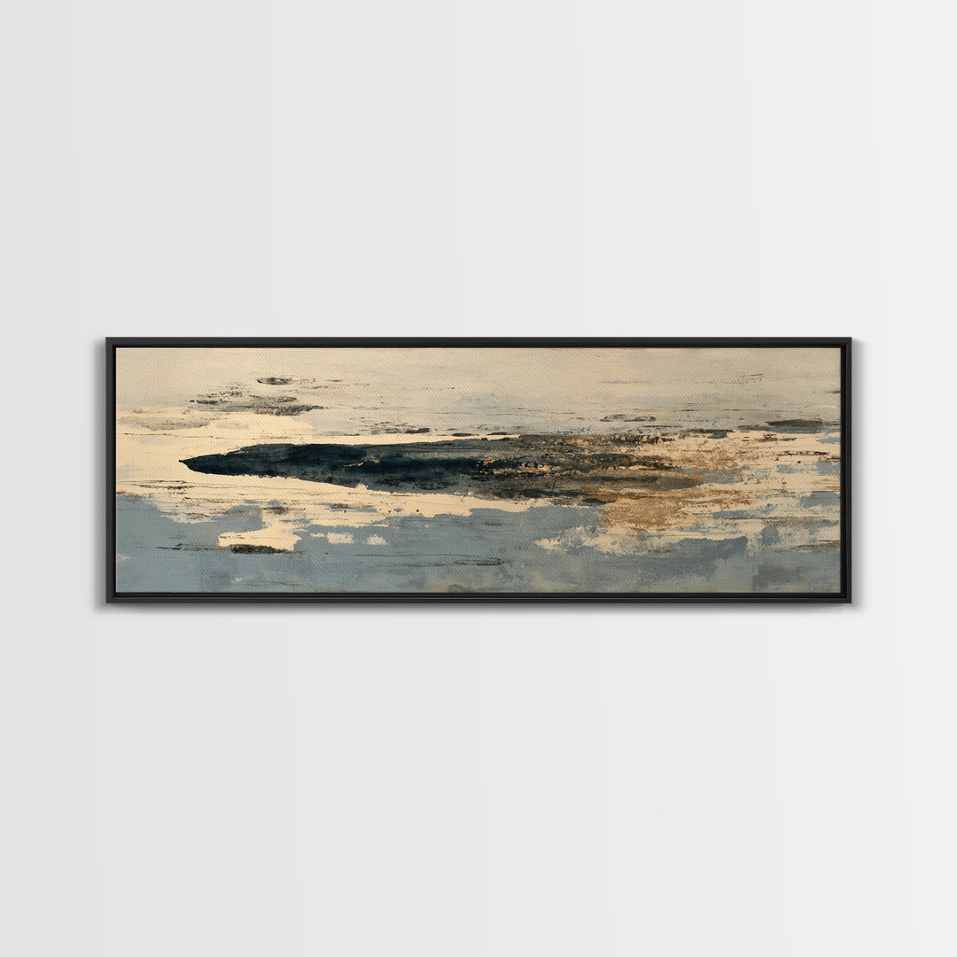 Minimal Black Ink Composition Canvas Print, Above Sofa Art, Coastal Decor, Living Room Decor, Fine Art, Statement, Luxury Decor, ASA-3x1-24