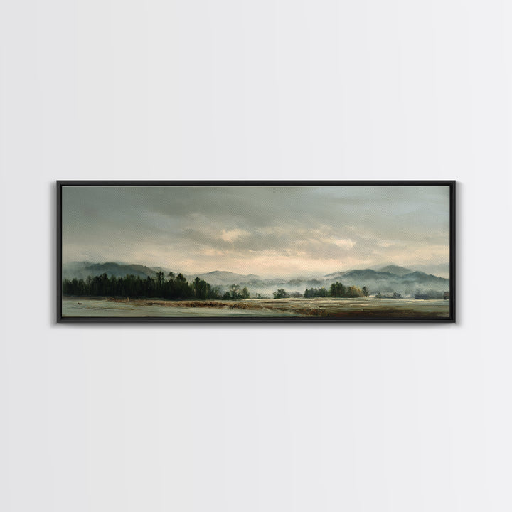 Gallery Style Landscape with Expansive Negative Space Canvas Print, Above Sofa Art, Botanical Wall Art, Living Room Decor, ASA-3x1-40