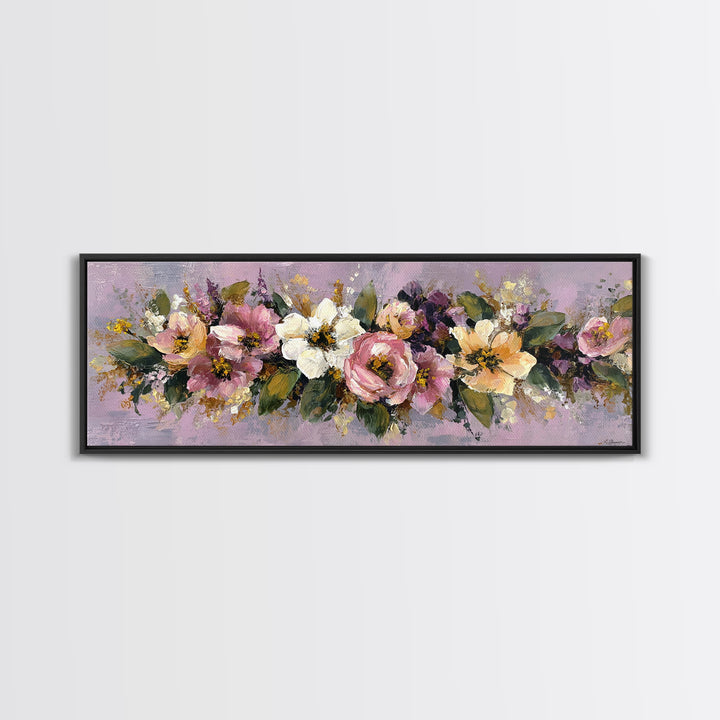 Large Expressive Floral Bouquet Canvas Print, Above Sofa Art, Frame Tv Art, Living Room Decor, Statement, Coastal Wall Art, ASA-3x1-46