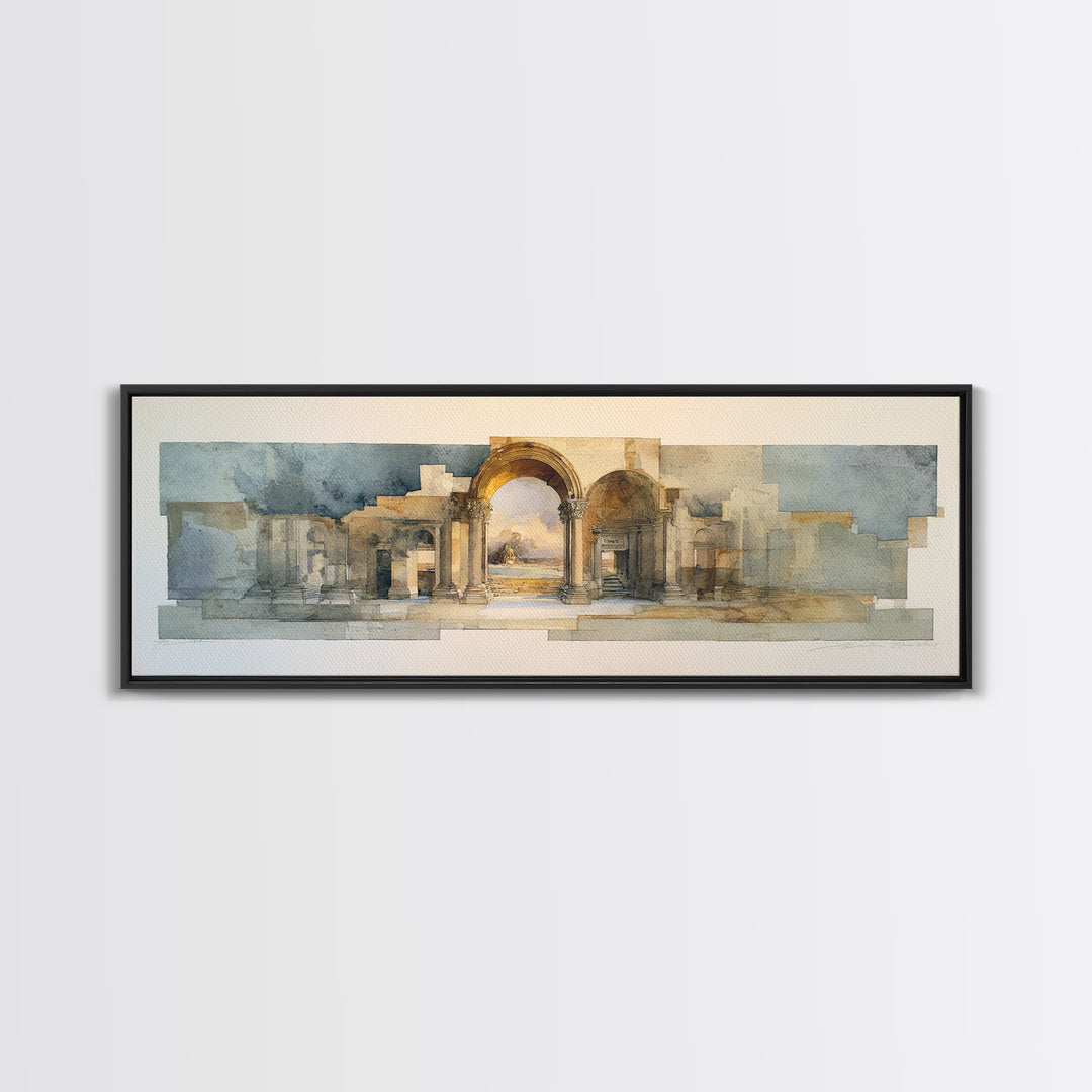 Architectural Arch Study Canvas Print, Above Sofa Art, Horizontal Wall Art, Living Room Decor, Abstract Art, Statement, ASA-3x1-49