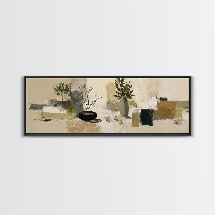 Large Neutral Still Life Canvas Print, Above Sofa Art, Living Room Wall Art, Living Room Decor, Watercolor Art, Statement, ASA-3x1-54